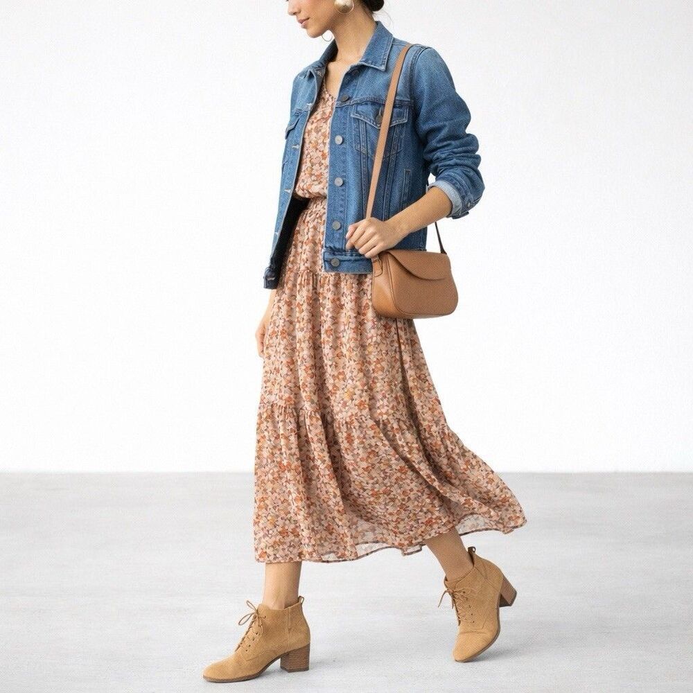 TOMS Lunata Tan Suede Lace-Up Block Heel Ankle Booties Women’s 11 Western Casual